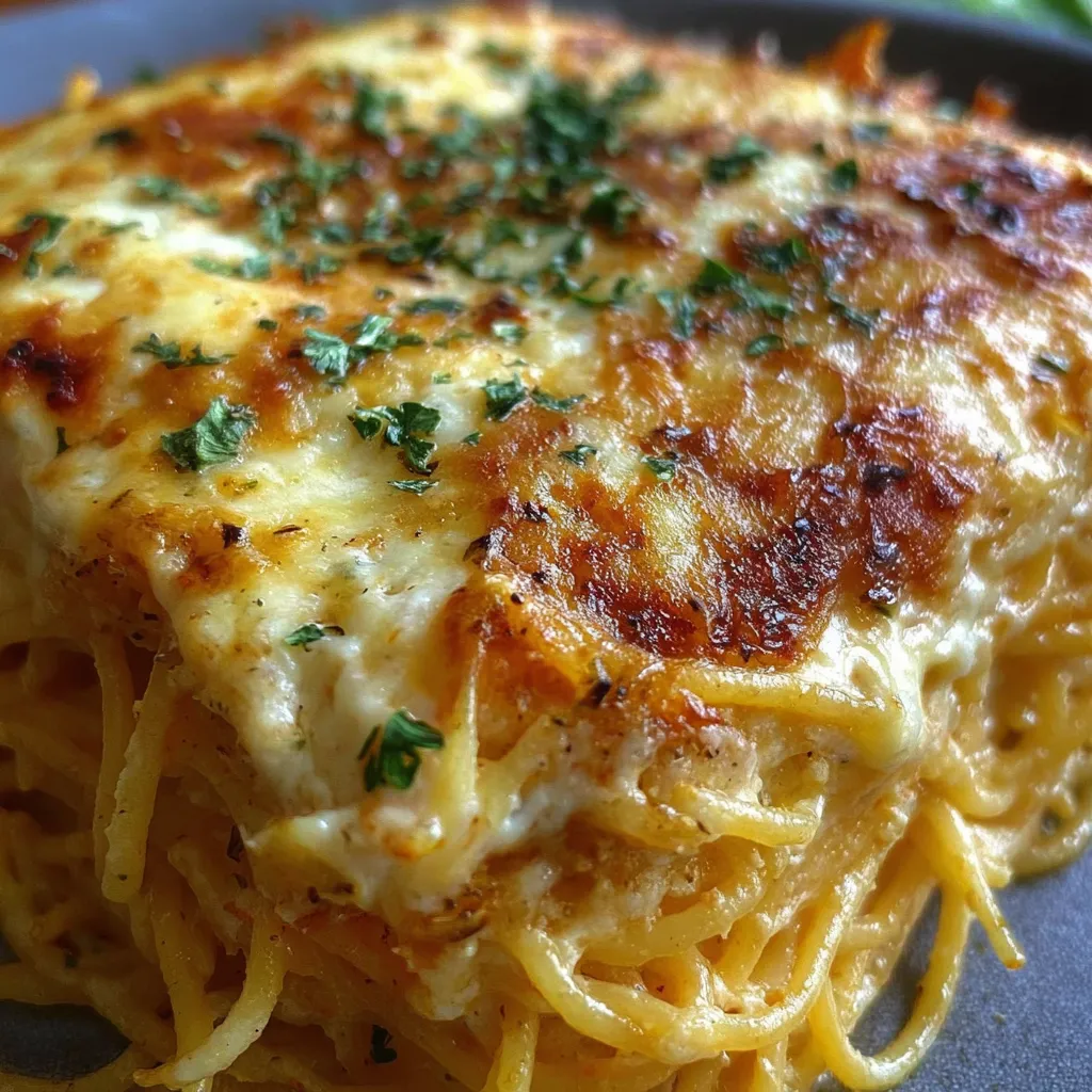 Creamy Baked Cream Cheese Spaghetti Casserole with Three Cheese Blend