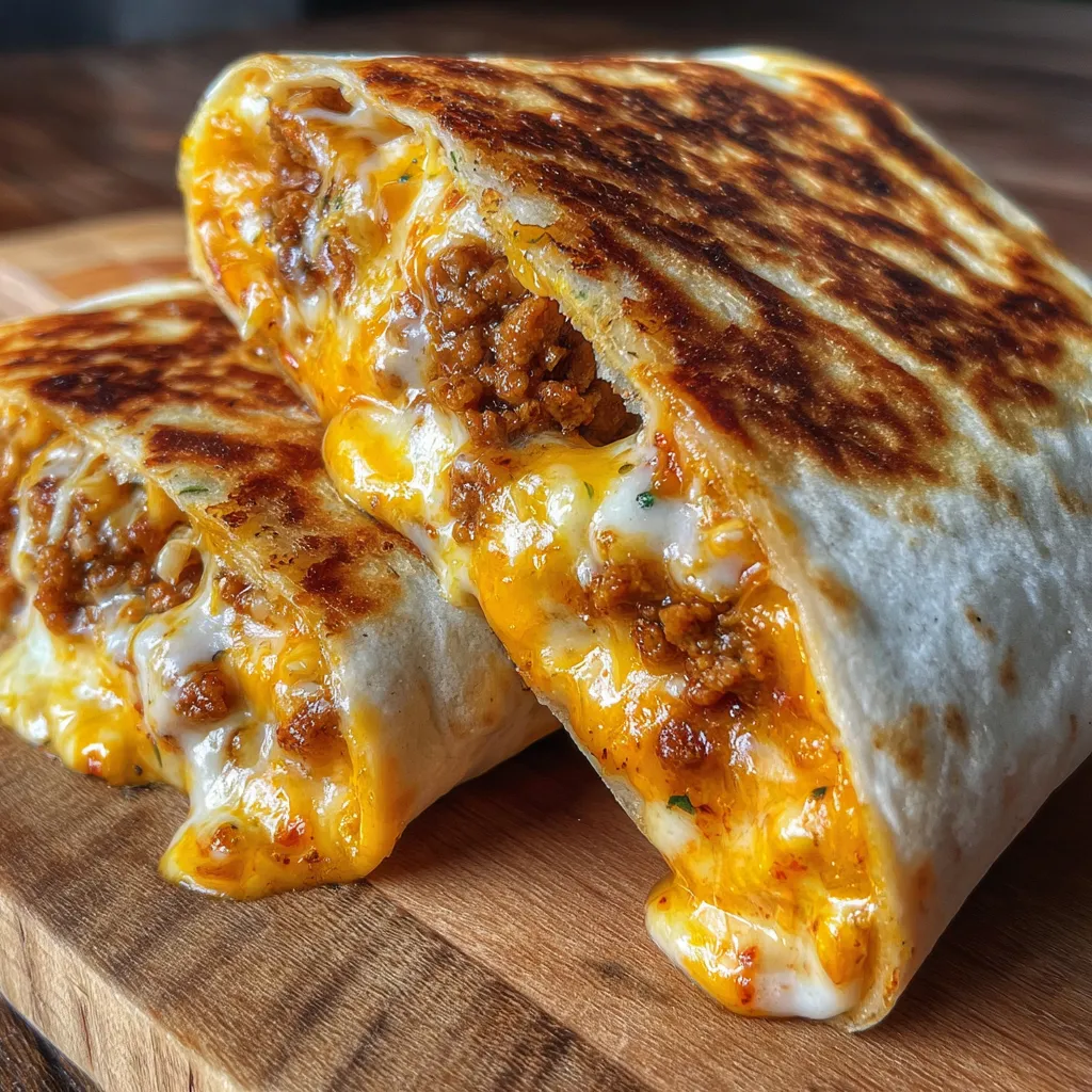Ultimate Easy Grilled Cheese Burrito with Melted Cheddar and Golden Tortilla